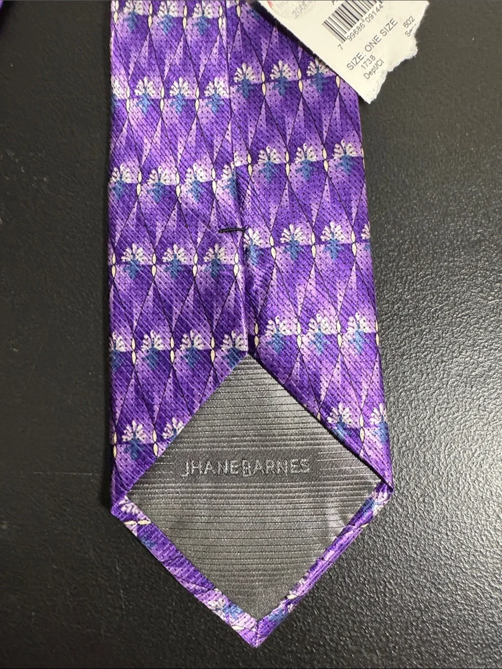 NEW Jhane Barnes mens purple geometric 100% silk neck tie NWT